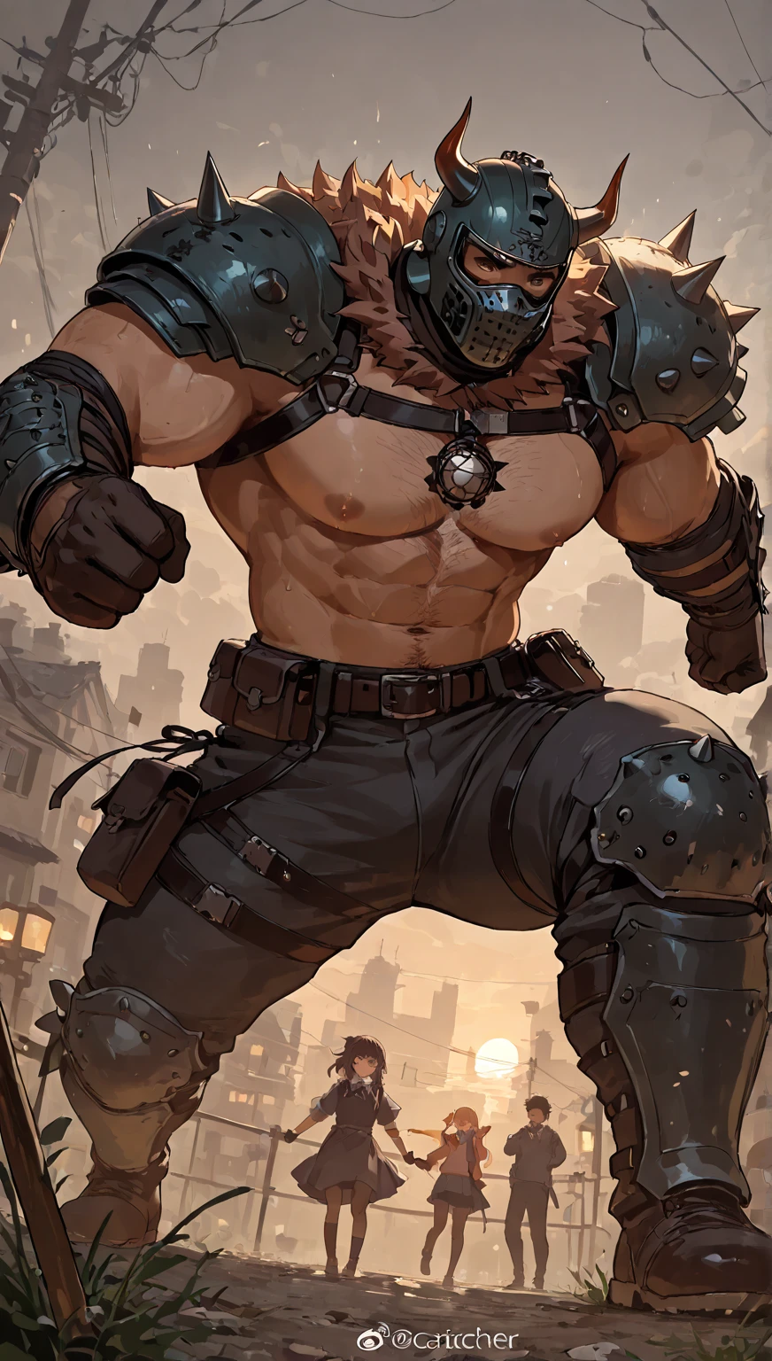 ((best quality)), ((masterpiece)), (detailed), ((2mens are fightings ))and jumping to the enemy(side angle) at the warfield (god of war)(kratos), ((painted skull face)), so many army of evil, big athletics body, sixpack, using blades in the desert rocks, one man got hit by kratos axe and the bloods comesout from the body, semi dark lights, lightnings and thunder