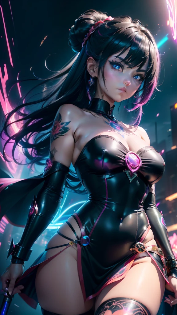 1 girl wearing colorful transparent PVC texture coat (((film interference))), whole body, beautiful eye, er, jewelry, portrait, game original painting, anime character concept design, beautiful face, black background
