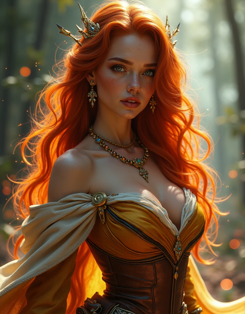 A beautiful woman, Peach feathers, Surrounded by trees, See-through dresses, Hair explodes into colorful flowers, finely detailed features, Complex brushstrokes, Beautiful lighting, Cinematic, Color grading, Depth of field, Intricate details, illusory engine, concept art of character, Creative, Expressive, Stylized anatomy, Digital art, 3D rendering of, Unique, Award-winning, Adobe Photoshop, Maximum 3D studio, Perfect concept, Distinctive personality, Consistent style, hardware*