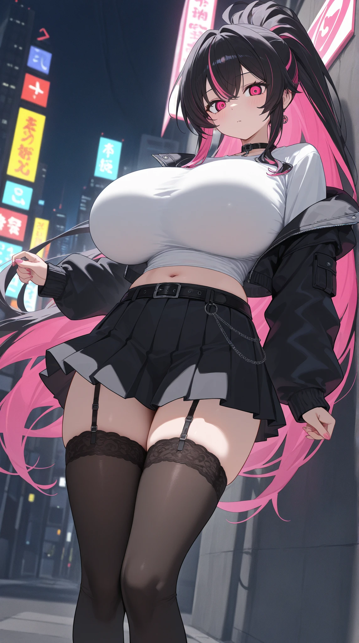 ((Best quality)), ((masterpiece)), (detailed:1.4), 3D, an image of a beautiful cyberpunk female,HDR (High Dynamic Range),Ray Tracing,NVIDIA RTX,Super-Resolution,Unreal 5,Subsurface scattering,PBR Texturing,Post-processing,Anisotropic Filtering,Depth-of-field,Maximum clarity and sharpness,Multi-layered textures,Albeo and Specular maps,Surface shading,Accurate simulation of light-material interaction,Perfect proportions,Octane Render,Two-tone lighting,Wide aperture,Low ISO,White balance,Rule of thirds,8K RAW,long braid on one side,wet panties,Take the floral panties,white panties,can saw a trace on my underwear vagina,Pink floral panties,two leg only, panties is very wet,The panties are so sheer you can see the pussy,(idle),Spread legs,can see the pussy from panties,black stockings,black garter belt,zoom in pussy,very huge breasts,Breasts as big as watermelons,tight legs,big labia majora pussy,Put hand on the genital area where you are wearing underwear,two women,big tits,There was another woman who was naked Another woman was wearing white lingerie with a floral pattern,very big breasts,big clitoris female genitalia, sci-fi shirt,pubic hair,There is a small tattoo above the genitals