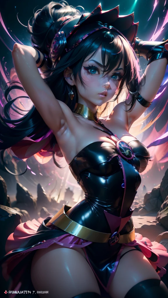 Sexy demon lady spreading armpits dripping sweat