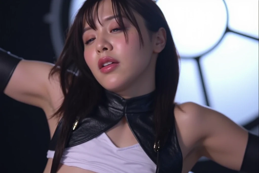 Highest quality, masterpiece, Ultra-high resolution, (Realistic: 1.4), RAW Photos, 1 Girl, Shiny skin, (Ultra-Realistic Details)), Portraiture, Global Illumination, Shadow, Octane Rendering, 8k, Ultra Sharp, big, South Korea details, Very intricate detail, Realistic Light, CGSoation Trend, Purple eyes, Glowing Eyes, To the camera, Neon Details,(Lighting on face:1.5)),((Delicately depicting the face:1.2)),((Silver hair color:1.4)),((Pixie Cut:1.4),(((Completely naked))),(((nsfw))),(Bodybuilding Championship Winner),((whole body muscular:1.4)),((Girl with a toned body:1.4)),((A girl with amazing abs:1.4)),((Amazing upper arm muscles:1.4)),((Hairy pubic hair that reaches down to the navel:1.3)),((Hairy pubic hair that connects to the anus:1.3)),((Black Background:1.8))