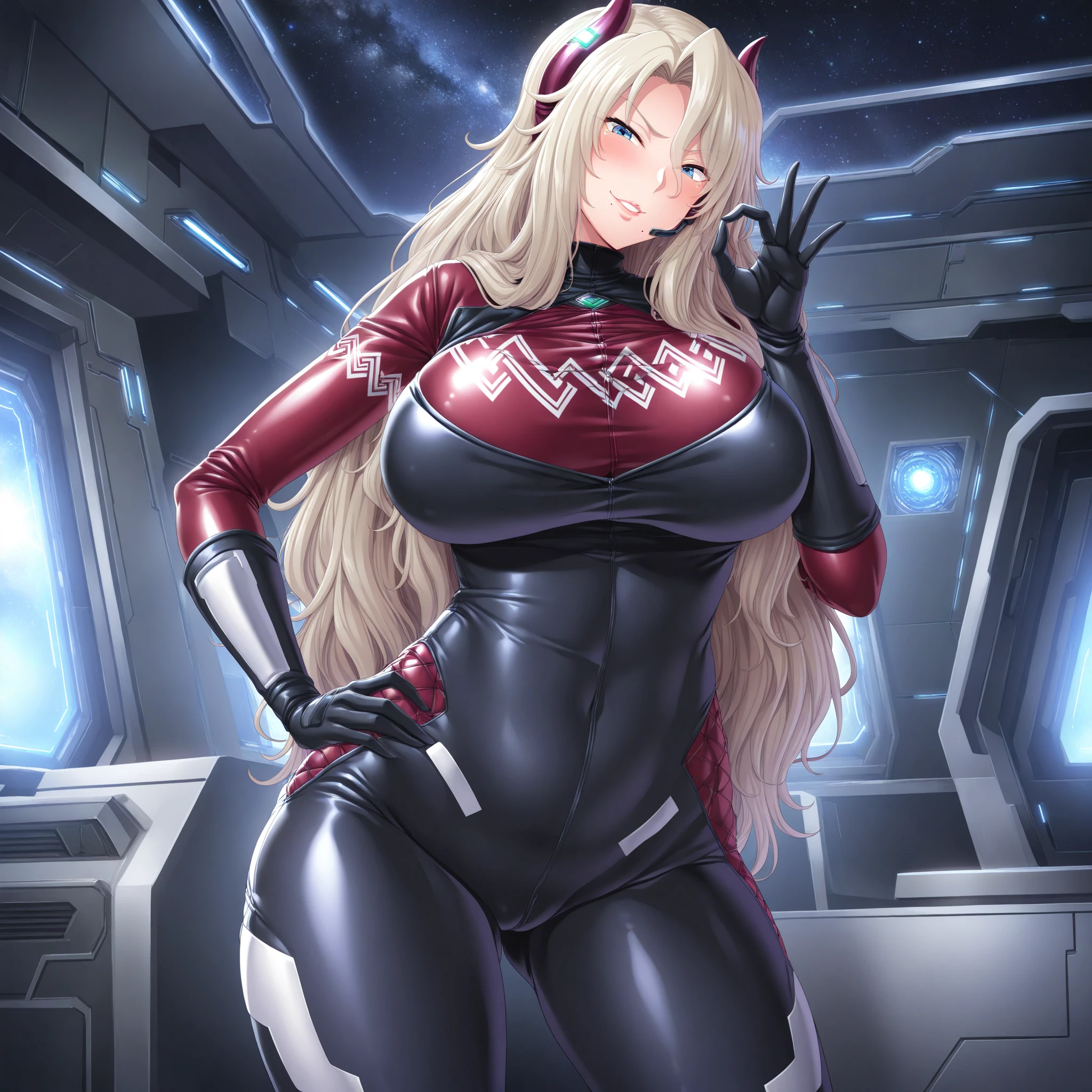 highly detailed,best quality,photography,Poppy from LoL,absurdres, beautiful face,(detailed eyes,deep eyes),1woman,blonde hair,twintails,magenta eyes,short,wide hips,curvy,toned muscles,(spacesuit),(astronaut helmet with twintail ports, glass helmet:1.1), on the moon surface
