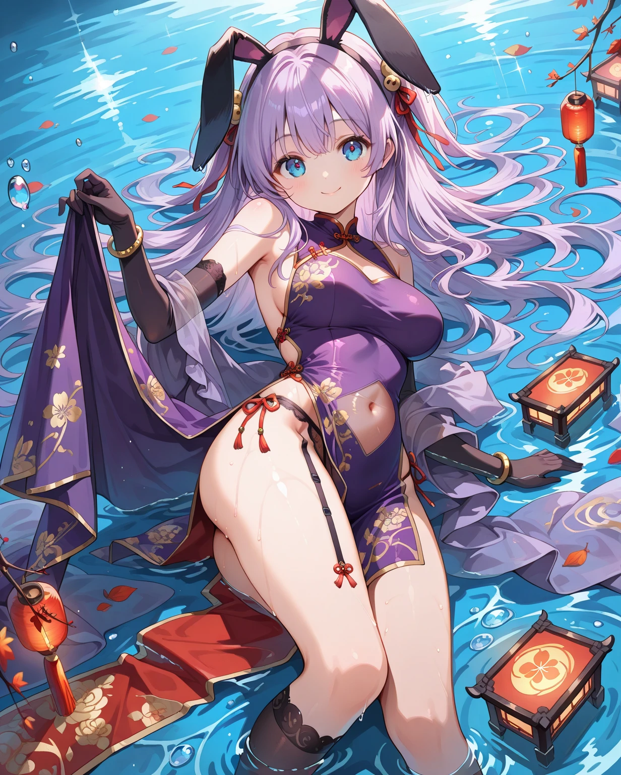 Look away。Turn away。Cool Beauty Mermaid Princess。Relax in a reclining chair with your legs stretched out。kimono。Big Breasts