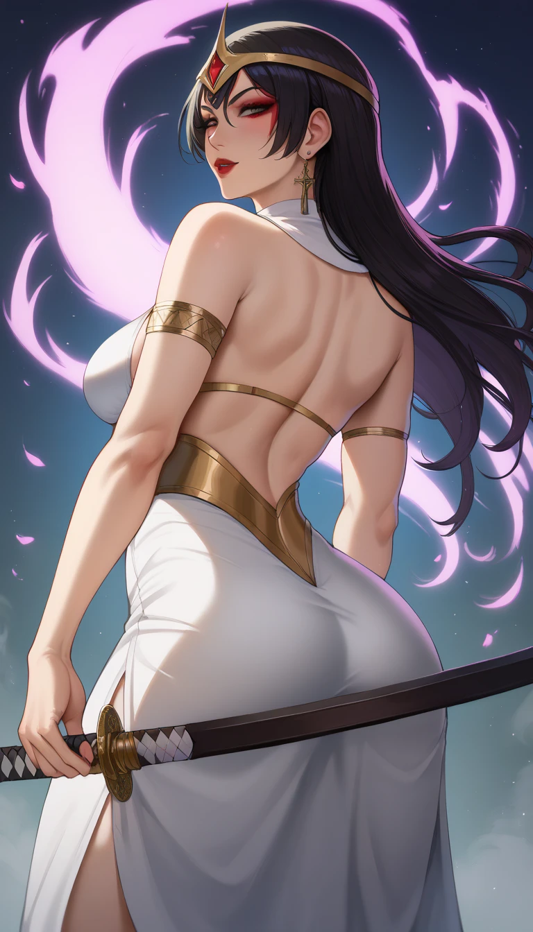 Myanmar girl with big ass, dress from Myanmar, very detailed drawing of a flower, soft lighting glow effect, cinematic look, beautiful hair