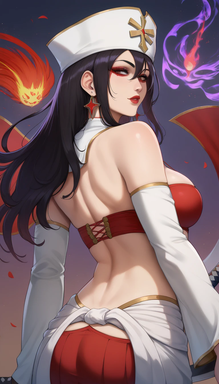 ah1, facial mark, multiple tails, fox tails, korean clothes, bare shoulders, 1girl, ahri, league of legends, at the beach, sand, sea, ocean, pinup, anatomy, loish, artstation, 4k