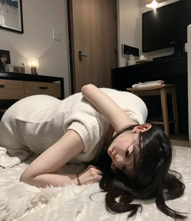 there is a baby Sleep on a bed with a blanket, faint, rest on a tough day, rest, abcdefghijklmnopqrstuvwxyz, Almost dozing off, Inspired by Federico Barrocchi, rest after a hard fight, There's a full potty next to it, rest on a pillow, Sleep, Lying in bed
