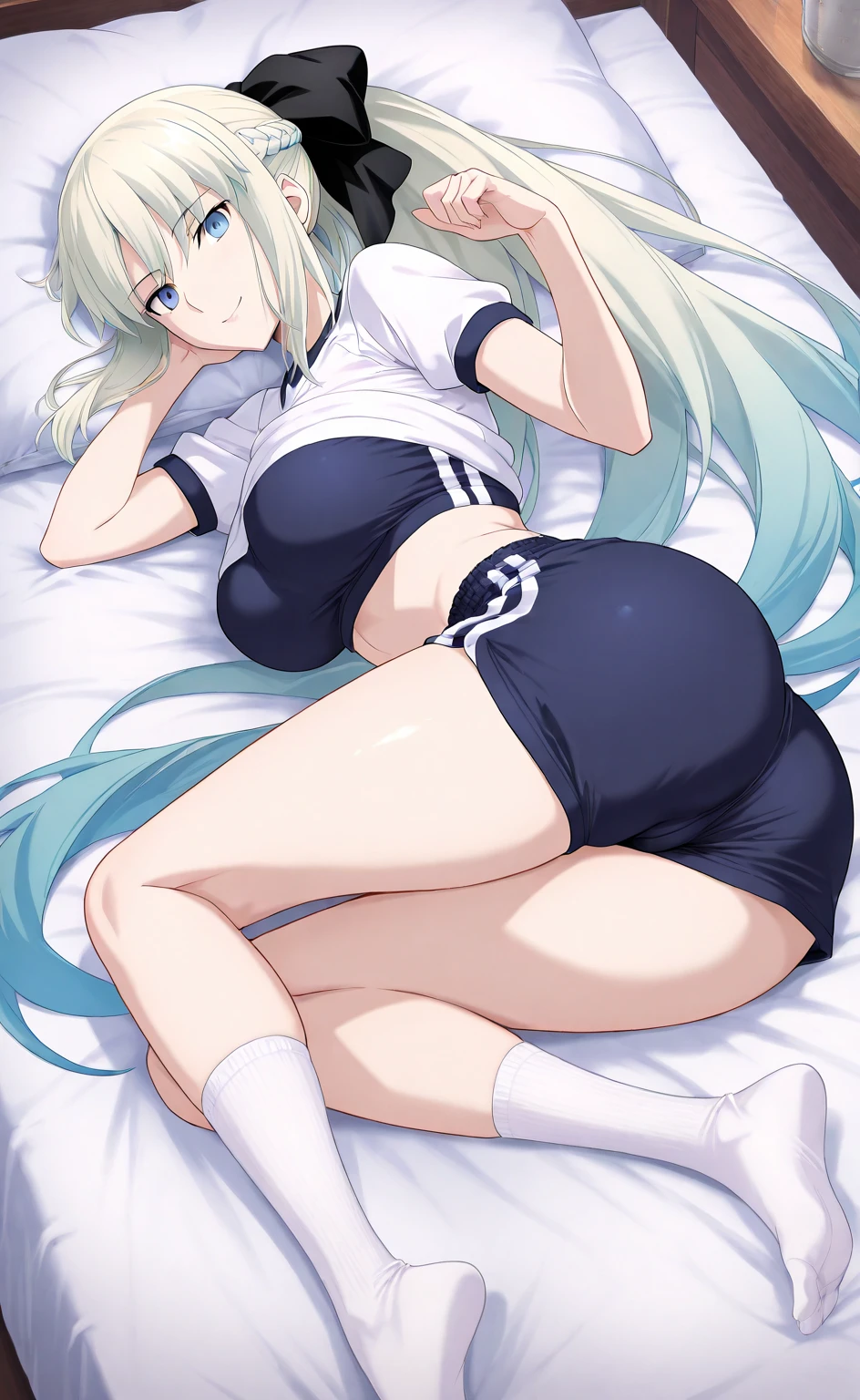 ((Best Quality)), Illustrations, Lots of girls, Hair color, Bangs, Hairstyle fax, Portrait from waist up, (((slightly smaller than average)), Tanned girl, Body details, T-shirt, T-back swimsuit, Girl, Dull long blonde hair, Blue eyes, Dull bangs, Lying on your back, Hands behind your back, Mouth closed, Hopelessness, Portrait of face taken from crotch,Zoom to crotch, sweating, breasts pushing up clothes, slapping your face on the buttocks, plastic bottles, wet mattresses, rooms with messy clothes, non-shiny swimsuits, separate swimwear