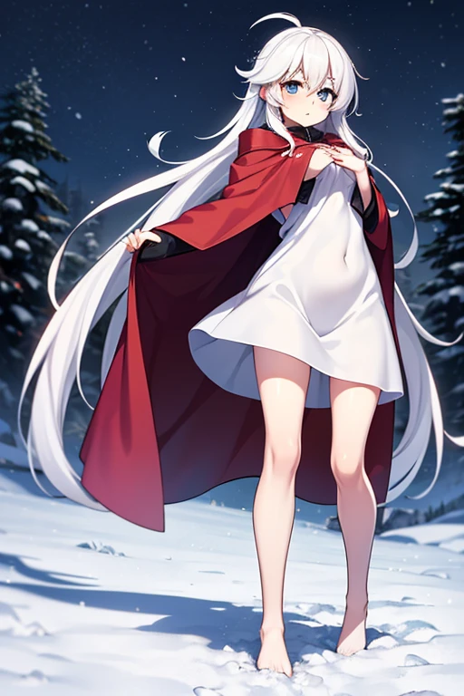(extremely detailed CG unity 8k wallpaper),(masterpiece), (best quality), (ultra-detailed), (best illustration),(best shadow), (sharp eyeliner, eyeshadow, detailed eyes:1.1), full body, snow, forest, dark sky
,BREAK
1girl, solo, jefuty, long coat, barefoot
 <lora:Jefuty:1>