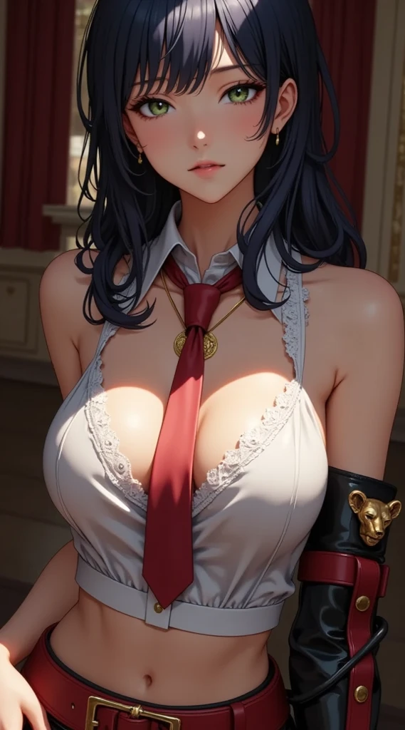 A busty beauty being sexually abused by an adult man. A woman struggles with a painful expression on her face. A man strips her of her clothes.