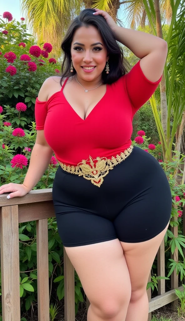 swastika mukharjee Indian beautiful woman curvy plus size hour glass bulky huge figure woman, closeup camera view, big huge m-cup breast, wearing SHEIN WYWH Plus Size Women's Fashionable V-Neck Red Polka Dot Loose Dress
Color: Red
, covered Bust , elegant standing position, eye contact view, different style hairstyle, bright eyes, thin eyebrows, fair skin, blushing cheeks, prefect head to toe view, full body, ideal for high-fashion or editorial shoots, ultra realistic skin texture, head to toe view, full body shot, full body view, smile face, black hair, Indian face, perfect skin tone light, ultra realistic skin texture, bigger waist, busty, big hips, fleshy thighs, thick thighs, busty, full body view, Hot Air Balloon Festival: Colorful balloons against a bright blue sky.