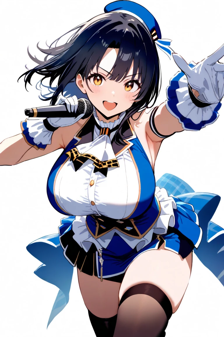 woman,20-year-old,, venue,night,(((Bunny girl))),open mouth smile((leather thigh high boots))(garter belt),((black hair)),((masive boobs)), blush、surprised face,