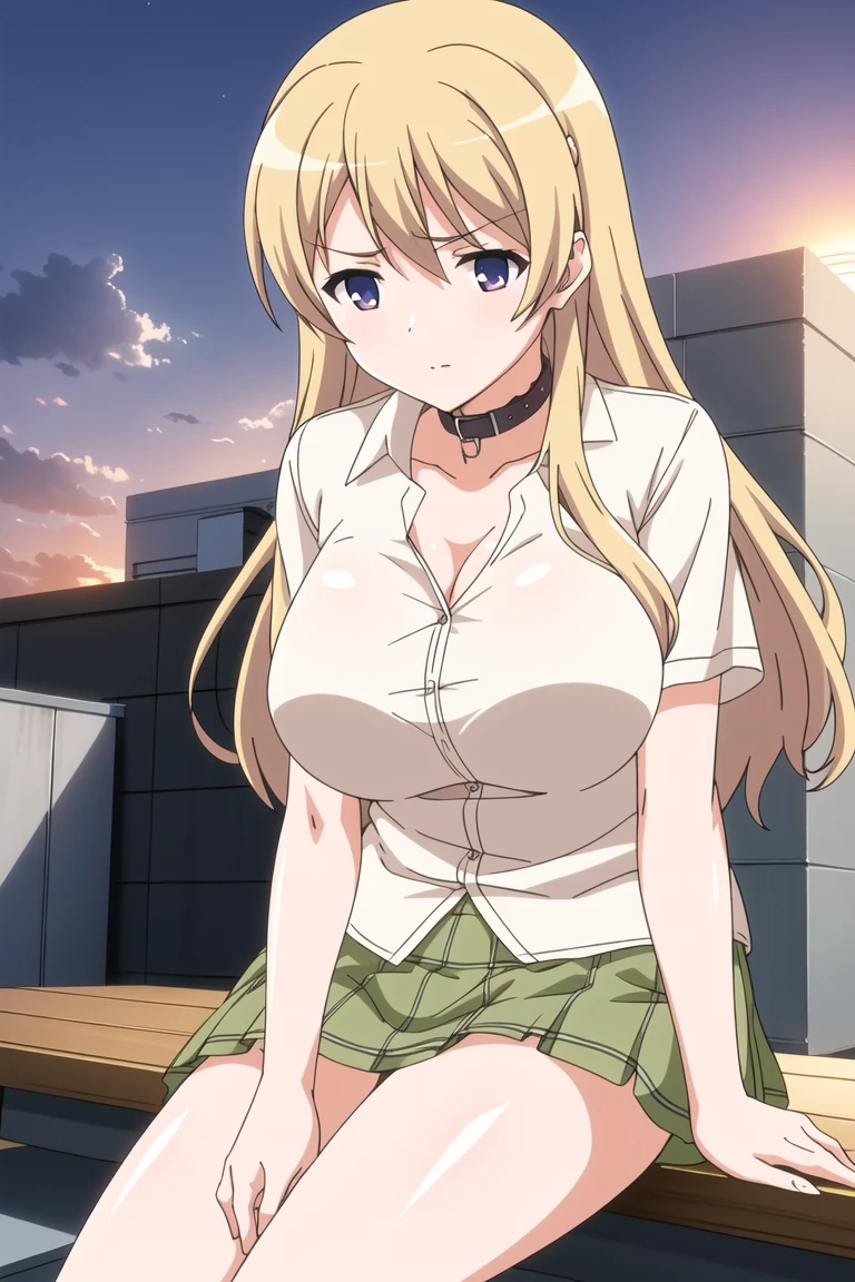 Seri Kikyou, 1girl, (shapely body), (solo), 19 years old, hdr,, (1 person), ((highly detailed skin, skin details)), masterpiece, best quality, ((unbuttoned , cleavage, necklace, earrings, sexy body,
breasts)) , micro skirt, smiling, navel , exposed belly, exposed navel,(nsfw) not safe for work,school,
classroom , holding a gun, hold a gun,navel piercing