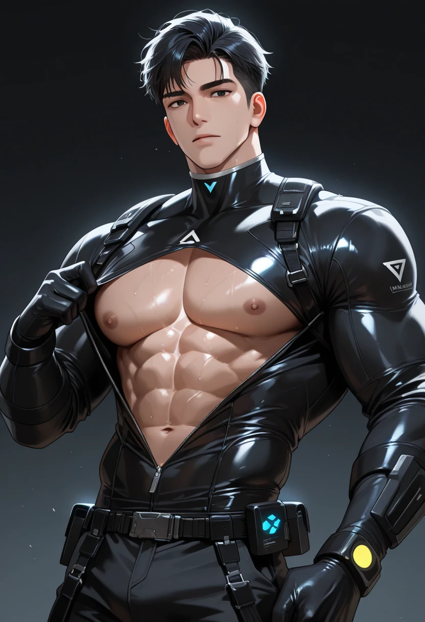 (RAW photo, best quality),(realistic, photo-realistic:1.3), A Masterpiece, -yeld ma sense of future technology,Minimalist,Very masculine and masculine, big breasts very detailed, CG, unity , 2k wallpaper, Amazing, fine detail, extremely detailed CG unity 8k wallpaper, huge filesize , ultra- detailed, high res, absurdes, gentle light, Pietro Boselli people, white fair skin, detailed fingers, Extremely detailed eyes and face, beautiful detailed nose, Beautiful Finely Detailed Eyes, looking at viewers, (1man, Young face),Realistic face,Realistic figure,Transparent high-tech helmet,Dark blue transparent tights,(Blue camouflage transparent leggings:1.2),Big round butt,Legs apart,Exposing the pectoral muscles,Expose abs,exposing thighs,Large bulge at the crotch,having fun,cheerful,Dark interior of the spaceship,Pitch-black cosmic space,weightlessness,Depth of field blur