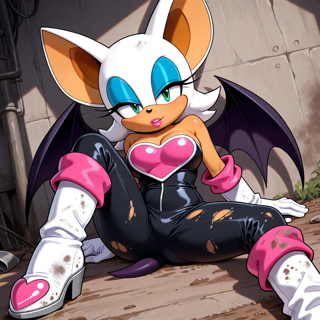 ((best quality)), ((masterpiece)), (detailed), perfect face, rouge that bat with abs wearing a crop top of her classic outfit with a bare midriff and a bare navel 