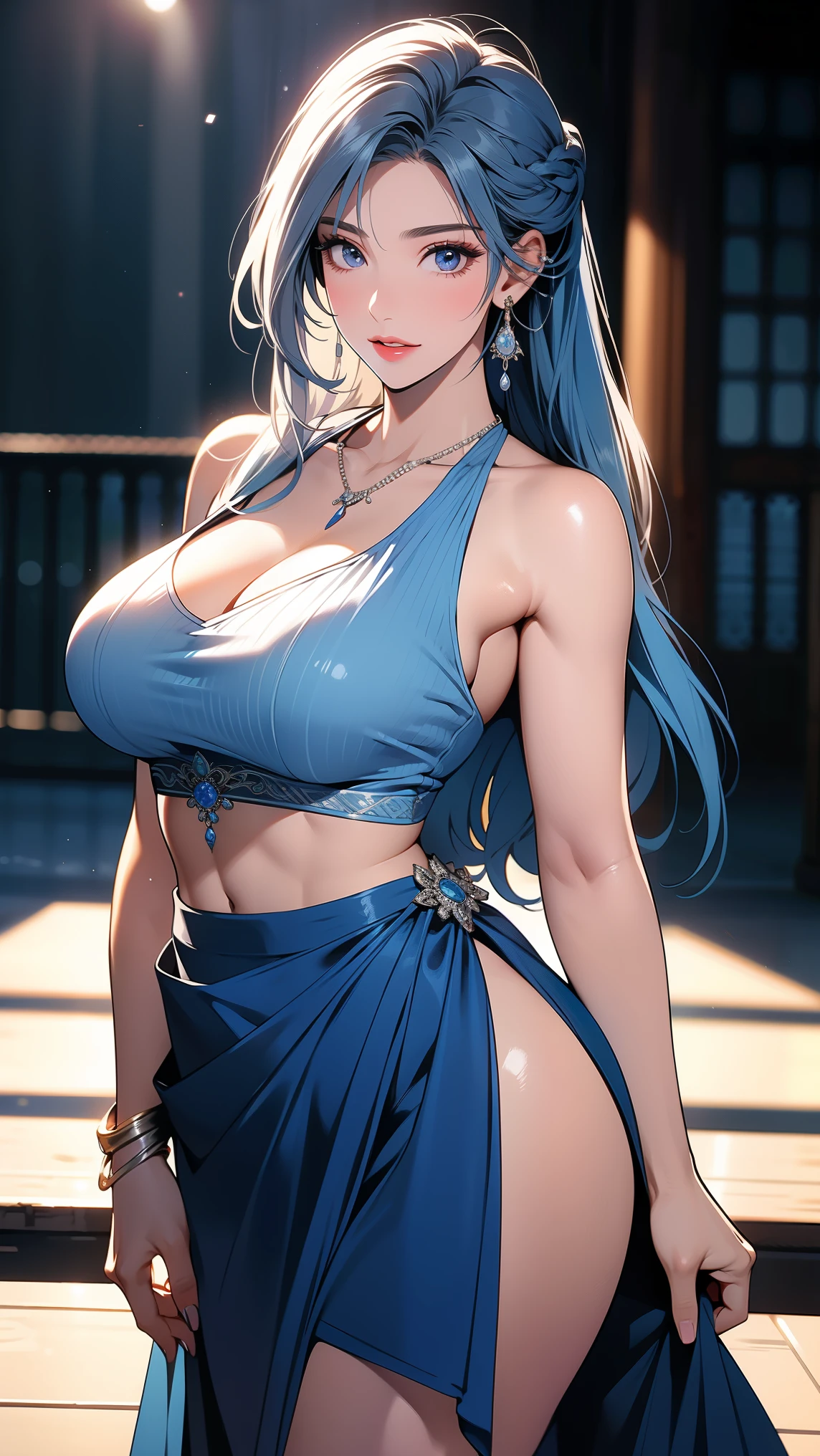 ((masterpiece)),(bestquality),((ultra-detailed)), ((beautiful detailed sky)), ((cinematic lighting)), depth of field, (dynamic angle),detailed lighting,(beautiful detailed eyes), ((night city view)),red lip, eyeshadow,large breast, ((sexy)), cleavage, navel, (kamisatoayakadef, kamisatoayakarnd, kamisatoayakaspring)