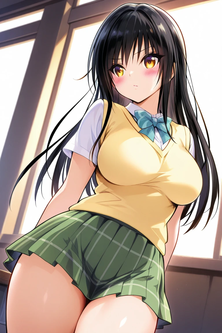 One girl, Kotegawa Yui, alone, Long Hair, chest, skirt, Wet, , View your viewers, Black Hair, shirt, bow, large chest, blush, Part your lips, green skirt, bowtie, pleated skirt, Short sleeve, Orange eyes,
YabukiKentarou, masterpiece, Highest quality, so beautiful, Absurd,
