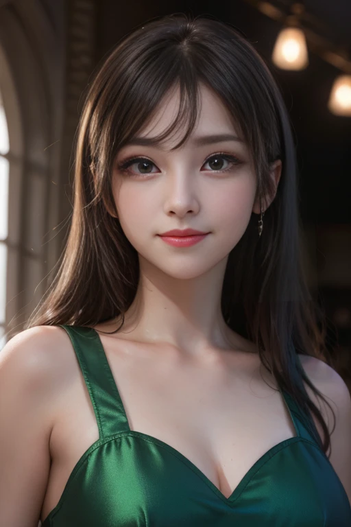 Clothed、(photoRealstic:1.4)、(hyper realisitic:1.4)、(reallistic:1.3)、(Smooth lighting:1.05)、(Improved cinematic lighting quality:0.9)、32K、1girl in、Japan women、Realistic lighting、Back lighting、Facial Lights、Ray tracing、(brightened light:1.2)、(Quality Improvement:1.4)、(Realistic textured skin of the highest quality:1.4)、fine detailed eyes、A detailed face、Fine quality eye、Brown eyes、(Moist pale pink lips wet and reflecting light)、(Tired, sleepy and satisfied: 0.0)、Mint Green Floral Silk Blouse、Ruffles and lace、Thin string ribbon ties、dark brown hair、She wears short, Trimmed bangs on her forehead.、shairband、One adult woman with a faint smile、(white backgrounid)