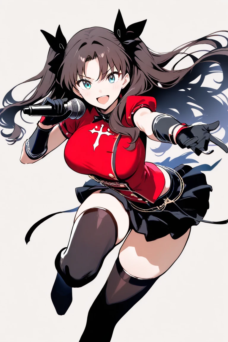 Twin tails Brown Hair
Black Knee High punch high school girl uniform