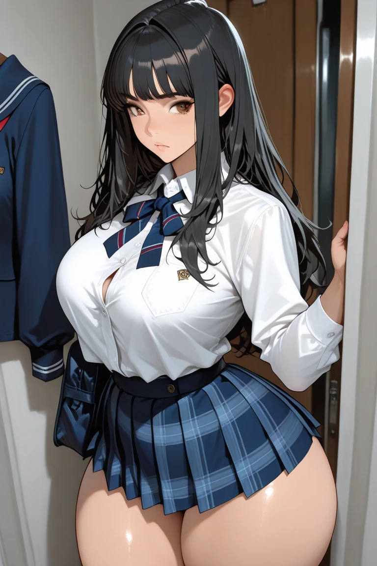 (Very delicate and beautiful:1.2)super model,【There are three girls in uniforms in the photo.】,Big Breasts,Beautiful breasts,voluptuous,【bike shorts】,,【3girls】,,Highest quality, High resolution, 8K,mini skirt,high school girl