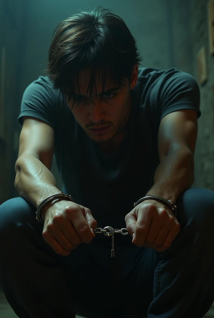 A guy is chained to the wall of a dungeon