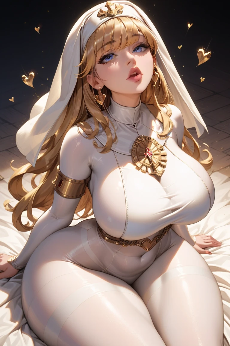 Dynamic Angle、(Blonde)、(goddess、Angel、saint、Our Lady、Maria、Athena)、((Huge breasts)、(Huge areola、(Huge puffy nipples))、(Camel toe:1.5)、(Completely naked:1.5)、(glamorous、Wide Hips、Thick thighs、Plump、curve、Are fat)、((White see-through veil)、(Gold Garter Belt)、(NSFW:1.5))、((universe:1.5)、(the sun and the moon:1.5)、(temple)