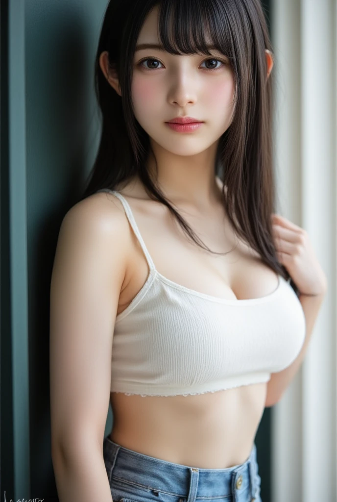 (((profesional: Paso a paso, taking into account even the smallest detail, Resultado final a nivel de Dios, todos los detalles intrincados, Solo 1girl))): "Anime 2D, -yeld Swsh anime woman, vestimenta casual, cara simetrica y con medidas corporales 88 61 87, Vista de cuerpo completo, Professional seductress and facial expression of pleasure, camara profesional de 50mm