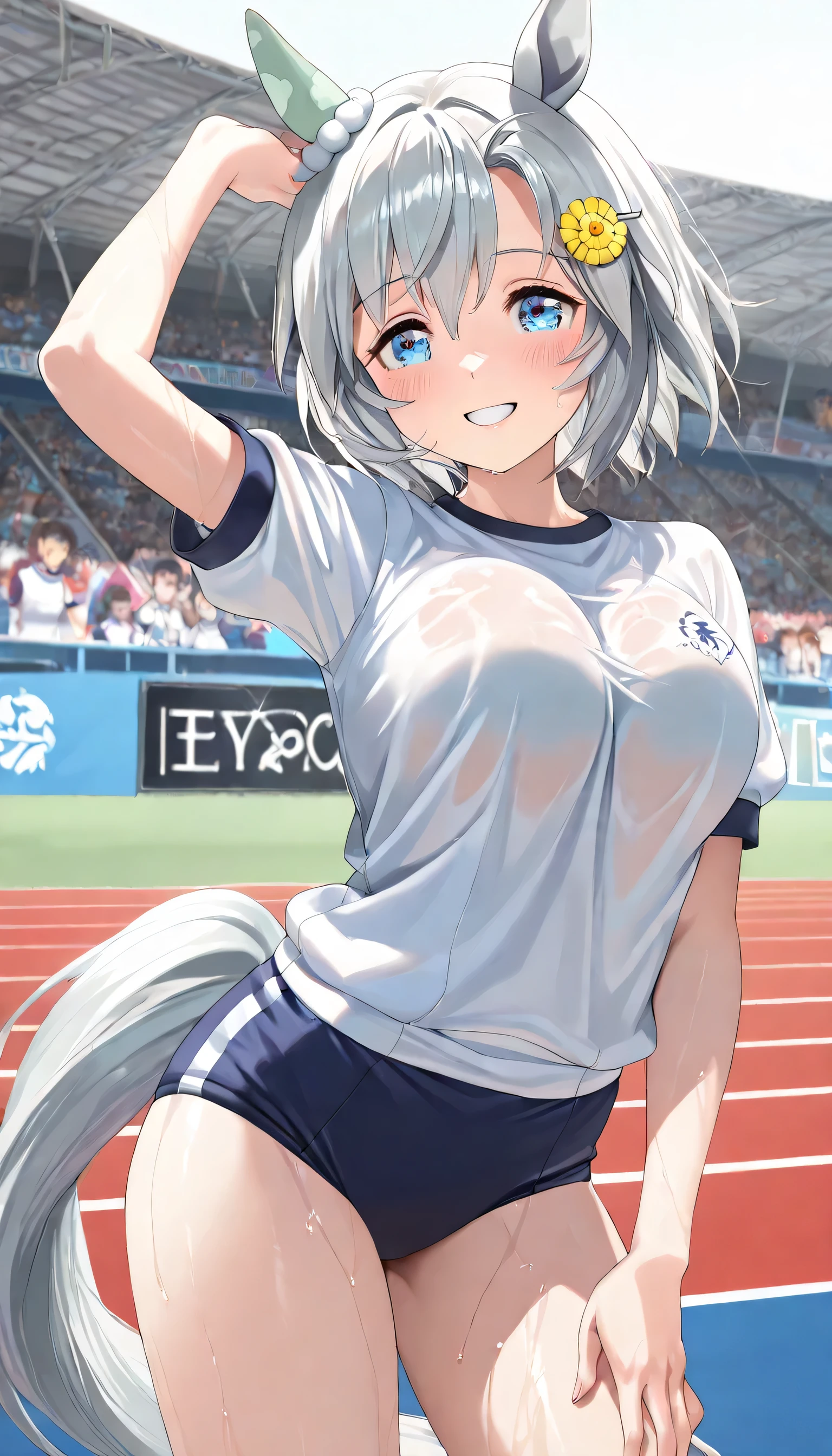 score_9, score_8_up, score_7_up, score_6_up, score_5_up, score_4_up, source_anime, screenshots, 
shiroko-gym, shiroko \(blue archive\),blue eyes,grey hair,hairclip,animal ears,halo,track jacket,buruma,white socks,sneakers,
Erotic, naked, touching her own nipples, massaging her boobs, embarrassed, sticking out her tongue, spreading her legs