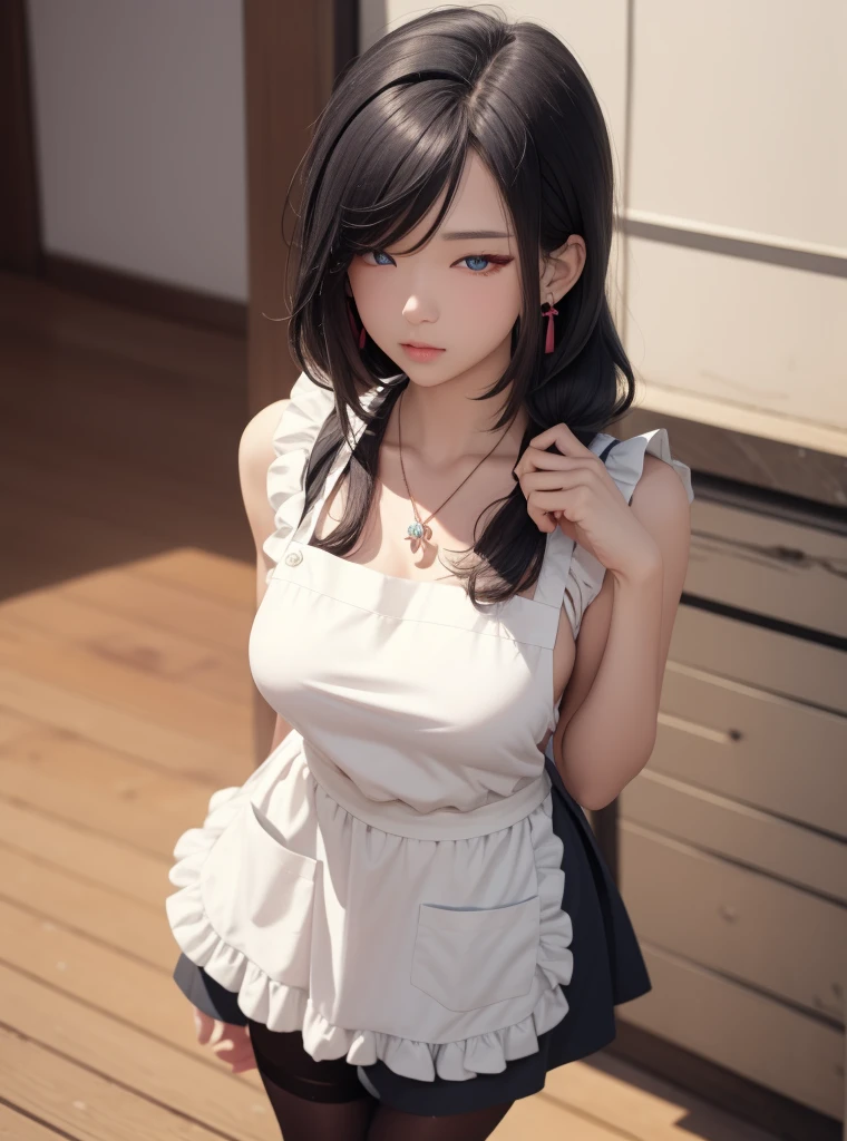 Optimal,masterpiece,High resolution,highest quality,hyper hd,Super detailed,award-winning,16k,alone,(cowboy shot)、cute face,,black hair、long hair、twin tails、 hair line,((scarlet eyes)),long eyelashes,drooping corners of the eyes,Are standing、open your legs、slender legs、white skin,((Shoot from the front)), ((See-through camisole:1.5)), ((transparent nipples))、rocket tits , ((big breasts:1.2)),