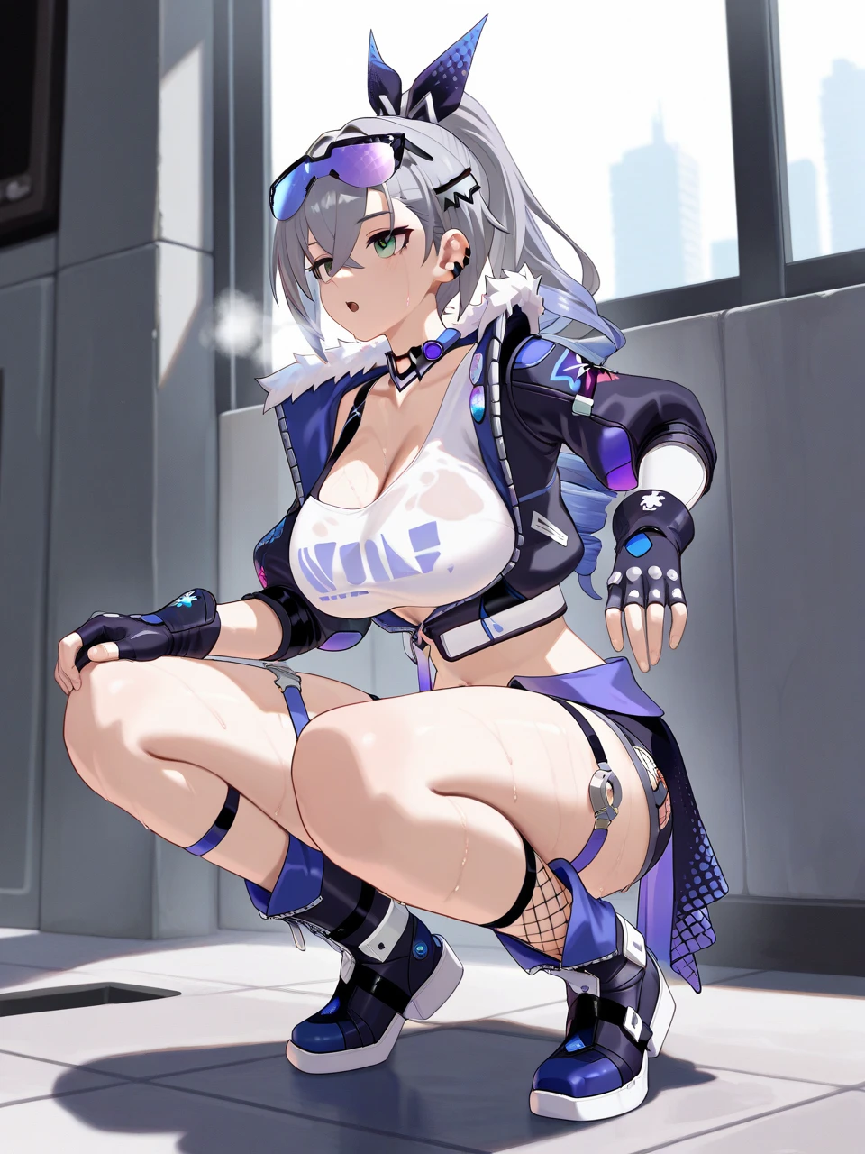 Pregnant, huge belly, huge breasts, thick thighs, very thight clothes, best quality, full body