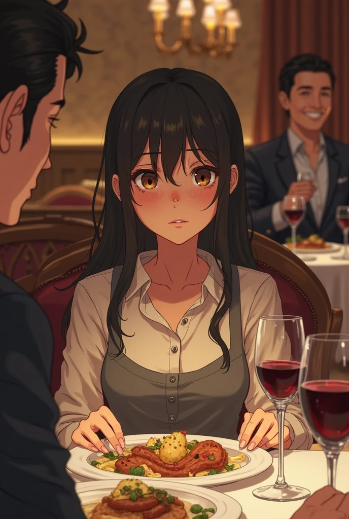Masterpiece, best quality, a couple eating in a high-end western restaurant, elegant western restaurant, sumptuous dinner, couple, Artie Guéland style