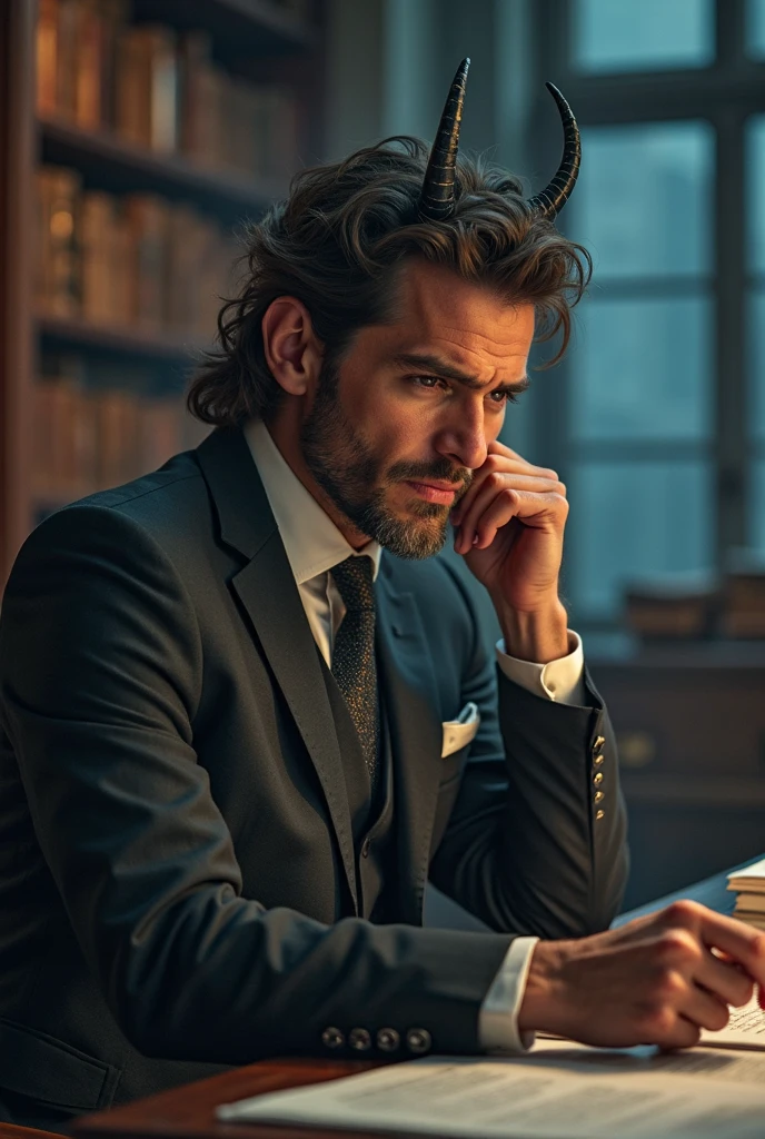 A man in a suit, with a short beard, sitting at a table in a luxurious bar. --auto --s2