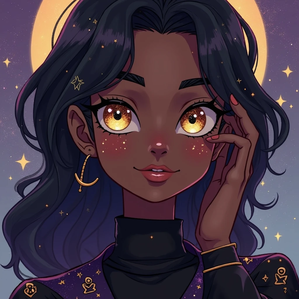 Glass Galaxy
Create an image depicting the portrait f a beautiful woman Senna lol de vestido em V sexy rasgada roupas decote front of a universe where stars, planets, and galaxies are made entirely of black Gold, translucent glass, refracting and reflecting light in dynamic patterns.