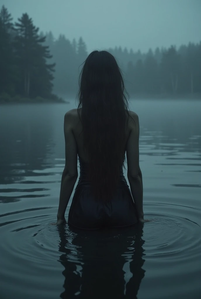 something dark coming out of the water