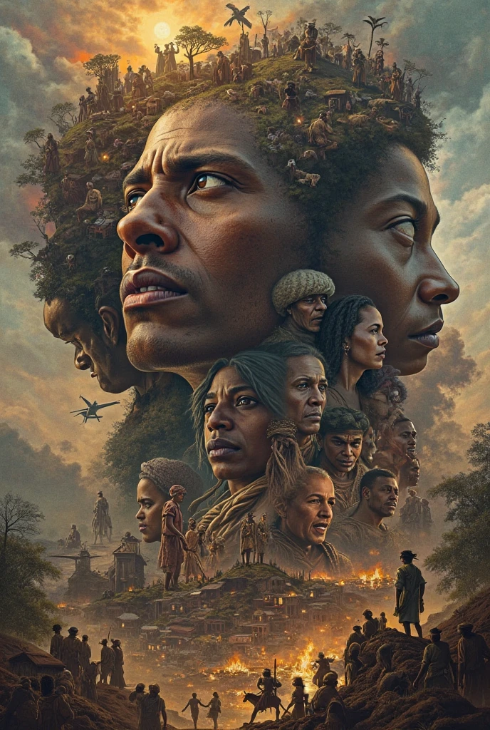 A classically inspired oil painting of an African American male with the earth on his shoulders reminiscent of Atlas from Greek mythology, behind him are his black wife and children, conveying a sense of struggle, straining muscles, styles reminiscent of John W Waterhouse, VanDyke, Michaelangelo, Raphael, Leonardo DaVinci, flowing composition 