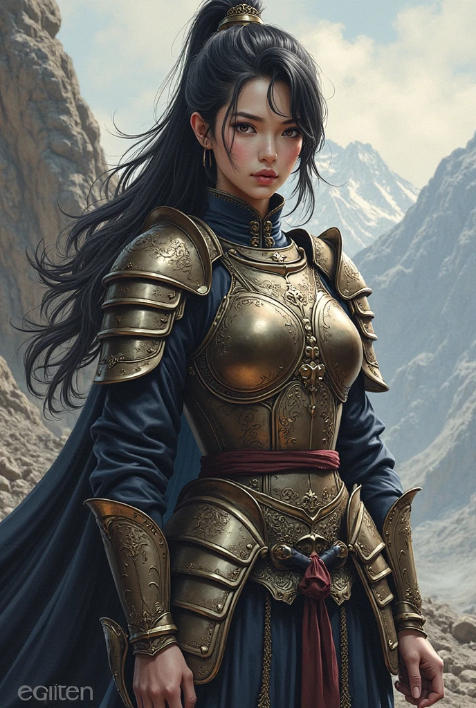 modelshoot style, (extremely detailed CG unity 8k wallpaper), full shot body photo of the most beautiful artwork in the world, medieval armor, professional majestic oil painting by Ed Blinkey, Atey Ghailan, Studio Ghibli, by Jeremy Mann, Greg Manchess, Antonio Moro, trending on ArtStation, trending on CGSociety, Intricate, High Detail, Sharp focus, dramatic, photorealistic painting art by midjourney and greg rutkowski