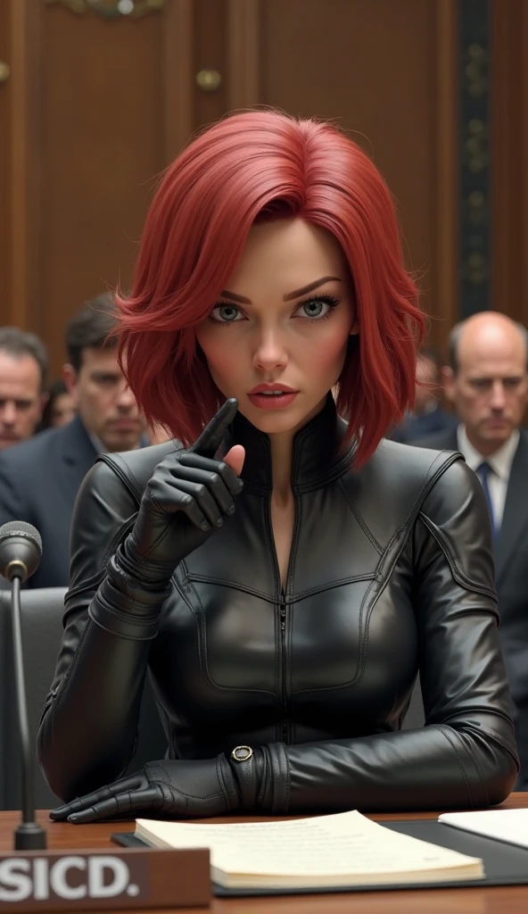 mulher ruiva nervosa apontando uma arma, vestida com roupas de couro, background rua de Paris --auto --s2