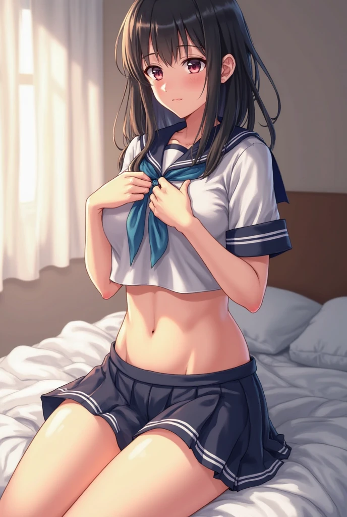 ((masterpiece)),((highest quality)),((Anatomical)),((Realistic)),((Detailed Description)),((Thin depiction)),((cute)),((女の子のcute部屋)),((Beautiful eyes)),((Baby Face)),((Petite)),((Bewitching Smile)),((school uniform)),((skirt)),
