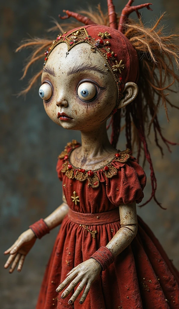 A haunting conceptual illustration in a sketch drawing style with low color saturation. The central figure is a broken porcelain doll, its delicate features marred by cracks and chips. Its porcelain visage is concealed behind a creepy mask, contorted into a twisted smile that sends chills down the viewer's spine. Hollow eyes, devoid of life, emit an aura of despair and suffering, capturing the essence of a tortured existence. The surroundings that envelop the doll are filled with an overwhelming sense of dread and pain, as if the doll has been thrust into a nightmarish landscape of torment. The overall atmosphere evokes a bleak and unsettling ambiance, leaving the viewer with a profound sense of unease and the lingering feeling that they have peered into the depths of