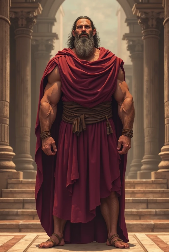 characters: Prometheus - Description: Prometheus - Epoch: Greek Antiquity - Clothing: Greek Tunic and Sandals - Place: Ancient Greece - Action: Presentation of Prometheus - Background: Ancient Greece - Map: Prometheus Close-up - Style: Hyper realistic, photographic realism, cinematography