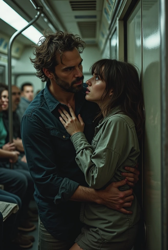 ((2 persons (Men and women) hug each other in the middle of the subway station)); ((best quality, 8k)), ((100% body, body, Sex scene in the middle of a subway station)), (Posture: man hugs girl from front, squeezing the girl's chest's hand, touch the girl's chest, insert the penis into the girl's vagina)); ((1 male and 1 female)); ((40 year old man ((black hair, have wrinkles, laughed contemptuously, naked (((((extremely detailed)), Large elongated penis ((Extreme Detail)) Wide shoulders and narrow waist, Koreans)))); ((15 year old Chinese girl (beautiful, lovely, charming, hot, wet, sweat, semen, chest to F cup, eo thon, round butt, groaning expression, Enchanting, panic ((Chi tiết cực đoan)) Pink hair, tie long hair, Brown eyes, wear see-through clothes, áo wet đẫm)))); ((40 year old man married 15 year old girl, 40 year old man squeezes girl's breasts, 40 year old man chạm vào cô gái' những bộ phận nhạy cảm, Girl sucks man's tongue ((Chi tiết cực đoan)))((Chi tiết cực đoan))))