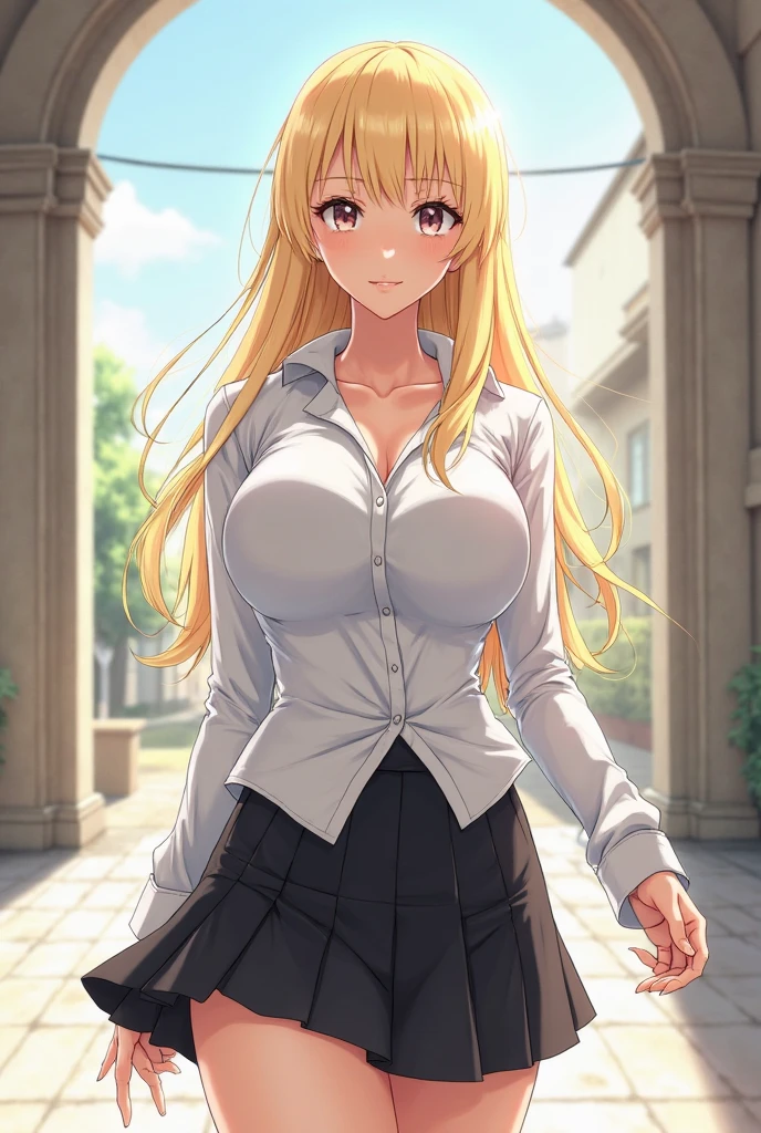 (realistic, masterpiece, best quality:1.3), a fairy fluttering around beautiful flowers in a garden, 185cm,ultra detailed skin texture,studio lights,blonde,light skin,office,big natural tits,smirk,bright eyes,caucasian,black long dress shirt,sharp image,female,abs,medium hair,20 years old