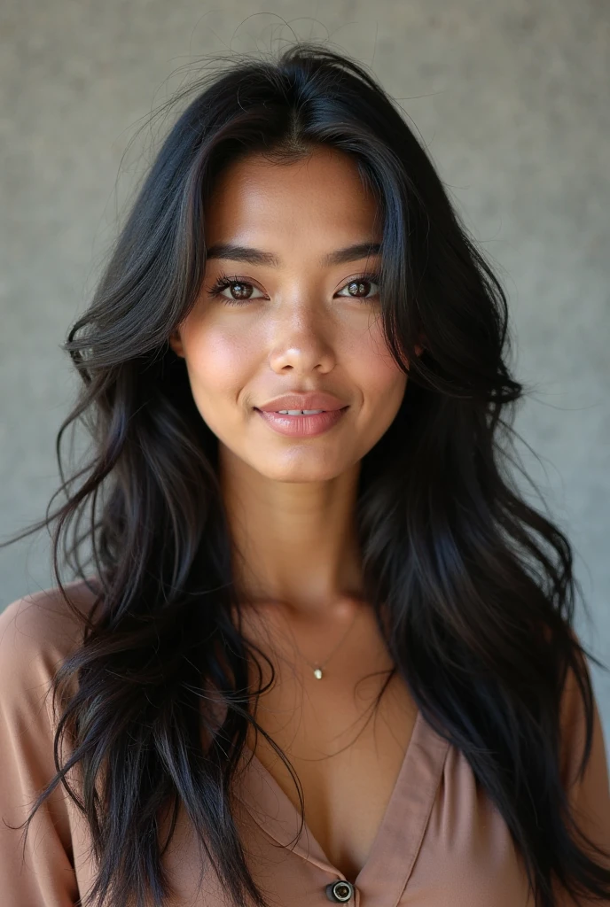 a photo of younger dark olive skin jpkennedy with a big happy grin, (face closeup), black hair, gloss lipstick, bright pink cashmere sweater, fancy restaurant, perfect lighting, sharp focus, accurate shadows