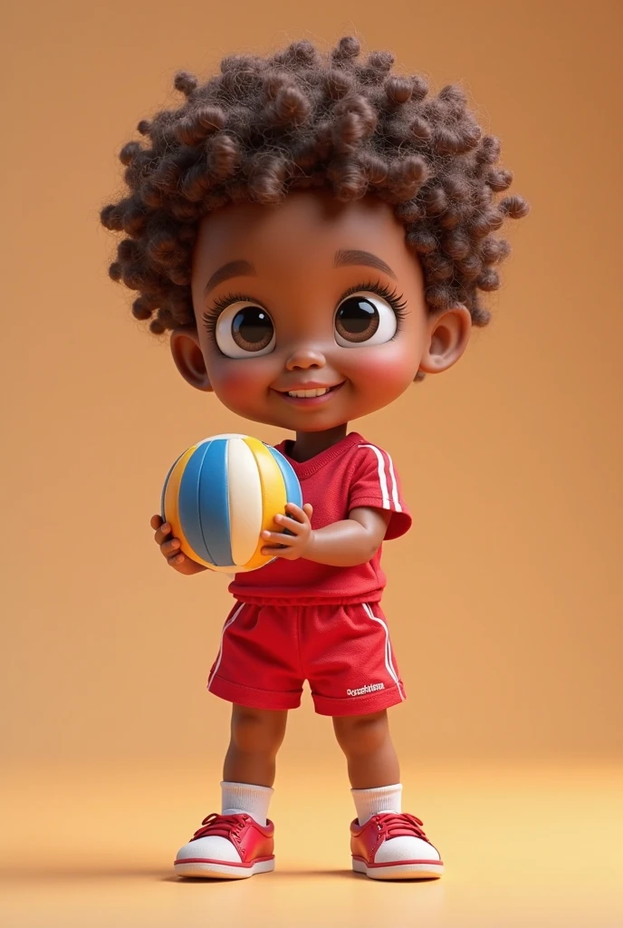 a three-year-old child, short and frizzy hair, vestindo um macacao de corrida, , fundo branco, barnet, Tom, Estilo Pixar, ........3d, desenhos animados, rosto detalhado, asymmetrical 16k