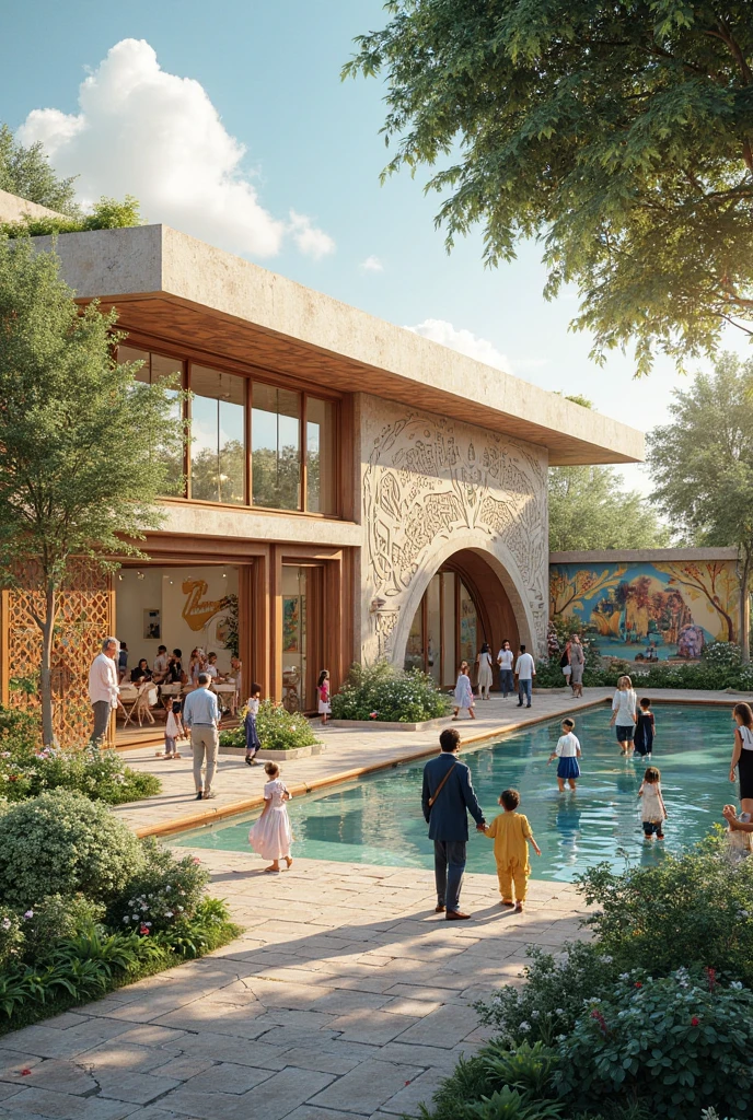 Center of Attention as a Space for Cultural and Natural Encounter Premises:

Fusion of culture and nature: The design must reflect the coexistence of Cochabamba culture and the natural wealth of the lagoon, with areas dedicated to both local history and bird watching.
Central square with access to the cable car: An open square that functions as a meeting point, with direct access to the cable car station and views of the lagoon and the bird watching platform.
Symbolic architecture: Incorporate design elements that symbolize both the local fauna and the culture of Cochabamba, using shapes and patterns inspired by both.