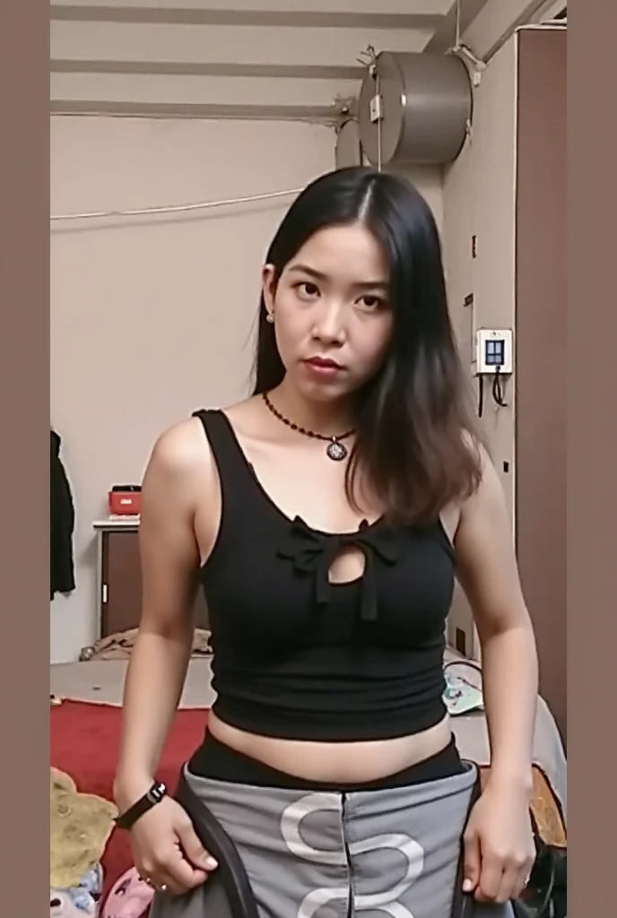 ((Top Quality, 8k, Masterpiece: 1.3)), chaeryeong from itzy, kpop idol, black floral lingerie, massive tits, in closet with giant miror and bright lights, on all fours, crouch over on mans lap, mouth on mans thing, man pants off