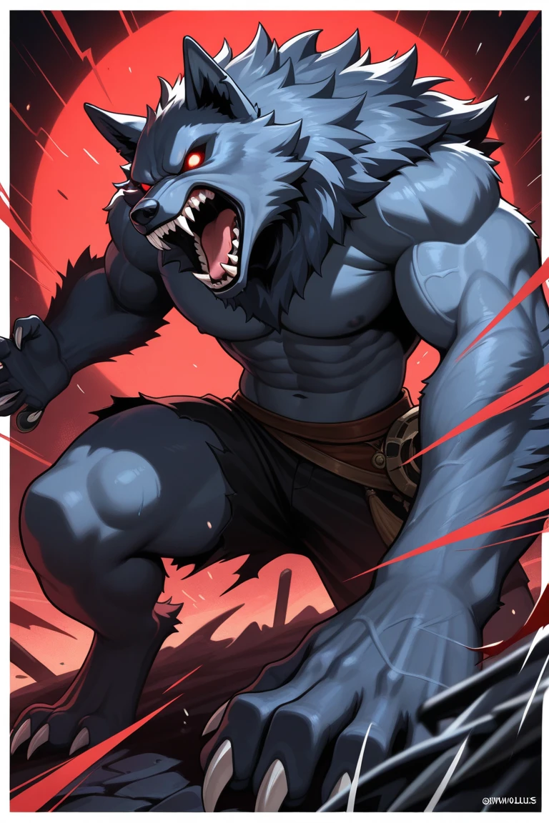 A werewolf with full-body attack expression howling at the full moon, simple high resolution background --auto --s2