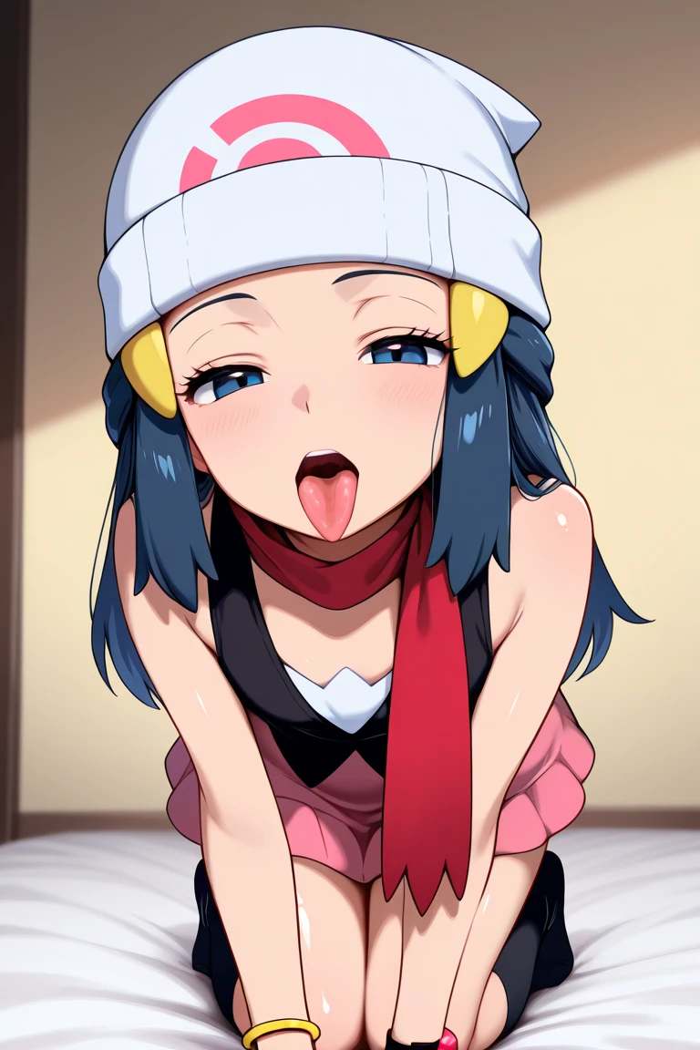((masterpiece, best quality)),high resolution,ultra detailed,8k,16k,detailed background, perfect lighting,detailed beautiful eyes,1girl,nsfw,embarrassed,blush,look at viewer,steam,sweat,aroused,seductive eye,(from above,from front:1.4),(pov:1.4),face focus,fisheye lens,1boy,1penis,(oralsex),(deep fellatio:1.4),(deepthroat:1.3),:>=,(penis in mouth),hetero,deep blue hair,blue eyes,dawn \(pokemon\),short stature,pale skin,small breast,house,(flat anime style),red scarf,pink skirt,white beanie,hair ornament,long hair