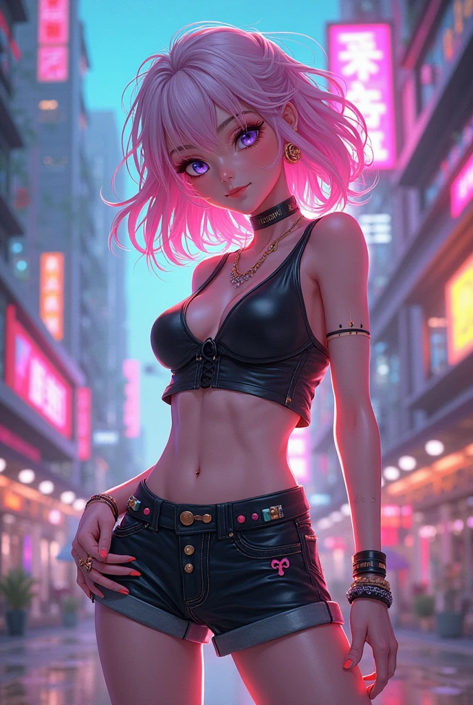 (((of the highest quality: 1.4))),(unparalleled masterpiece ever), (Ultra high definition),(Ultra-realistic 8K CG, camera view from behind), offcial art、 (((adult body, super huge enormously gigantic tits, cleavage showing))), (((1girl in))), ((( Bob Shorthair ))), Punk girl with a perfect body, Jacket with metal spines,Beautiful and well-groomed face,Fancy makeup,Detailed punk fashion,leather jackets, (Image from head to thigh),((Platinum pink Bob Shorthair )), Harajuku-inspired hooded Small leather panties, Simon Bisley's urban savage style,Detailed street background of London,Clean abs, Complex graphics, dark pink with white stars and gray and white stripeany poisonous tattoos )), piercings,