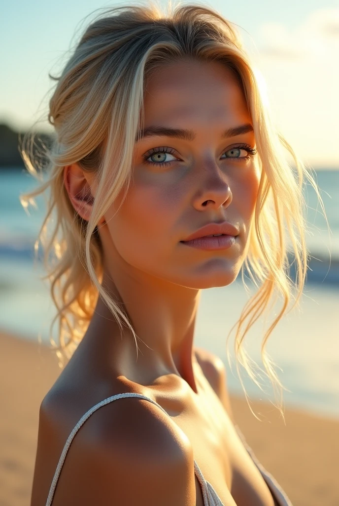 vintage photography,plain wall,neutral color,minimal shadows,soft lighting,eye-level shot,three-quarter view,natural lighting,at the beach,modelshoot style,shot on Canon EOS 90D with Canon EF-S 18-135mm f-3.5-5.6 IS USM,photo by Anne Brigman 